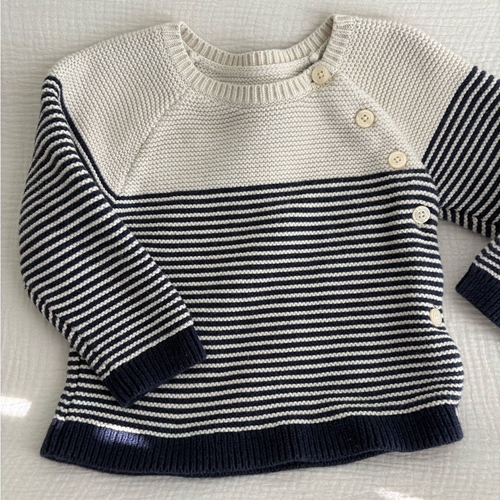 Striped Navy and Cream Toddler Sweater